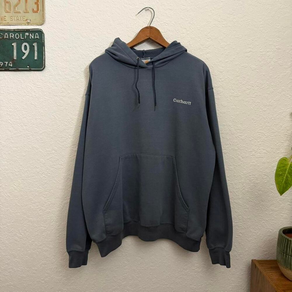 Vintage Carhartt Gray Men's XL Embroidered Hoodie Spell Out Baggy